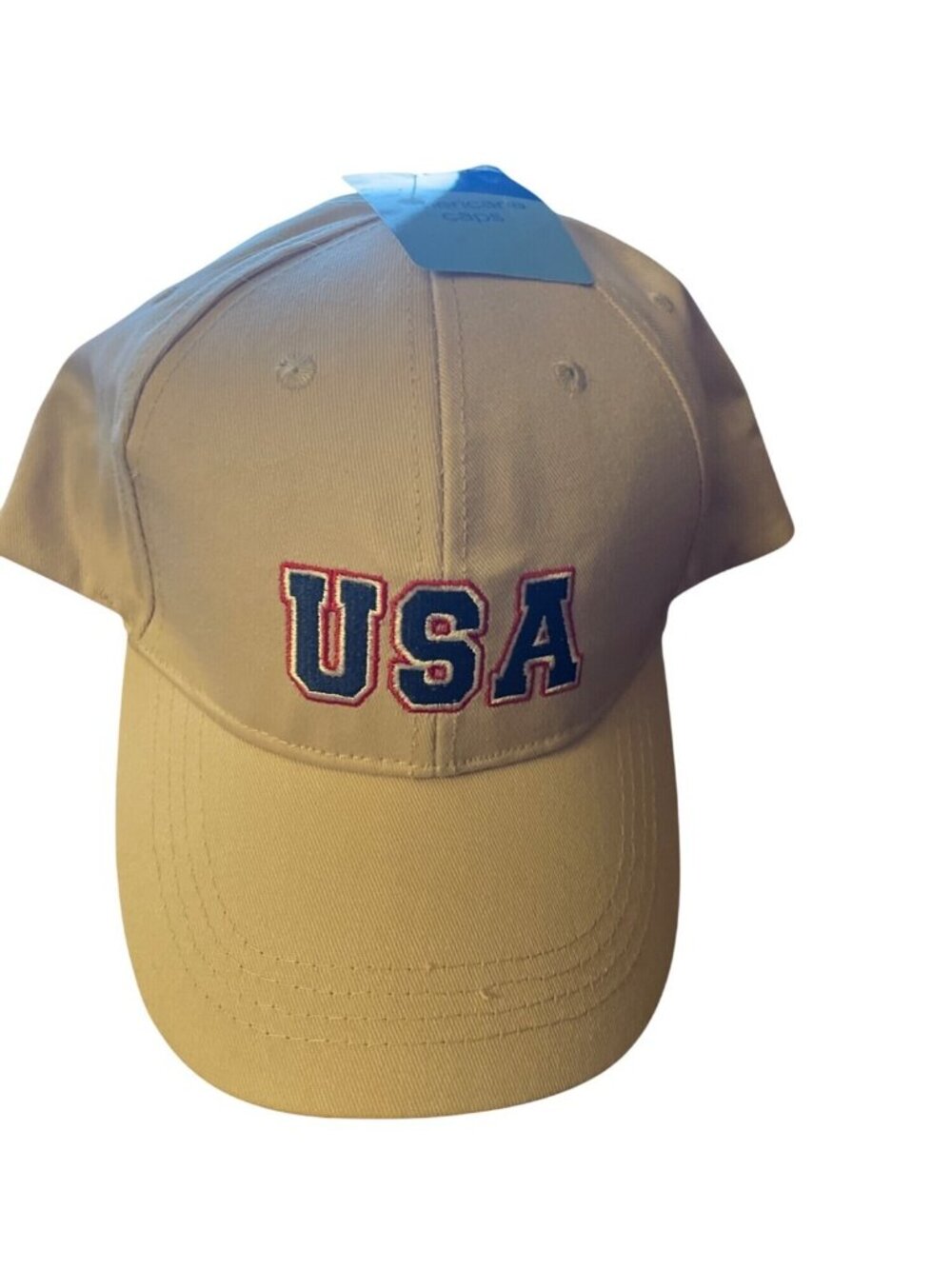 Mens Americana Caps Beige USA Embroidered Adjustable Baseball Hat Cap Boat MAG - Picture 5 of 5